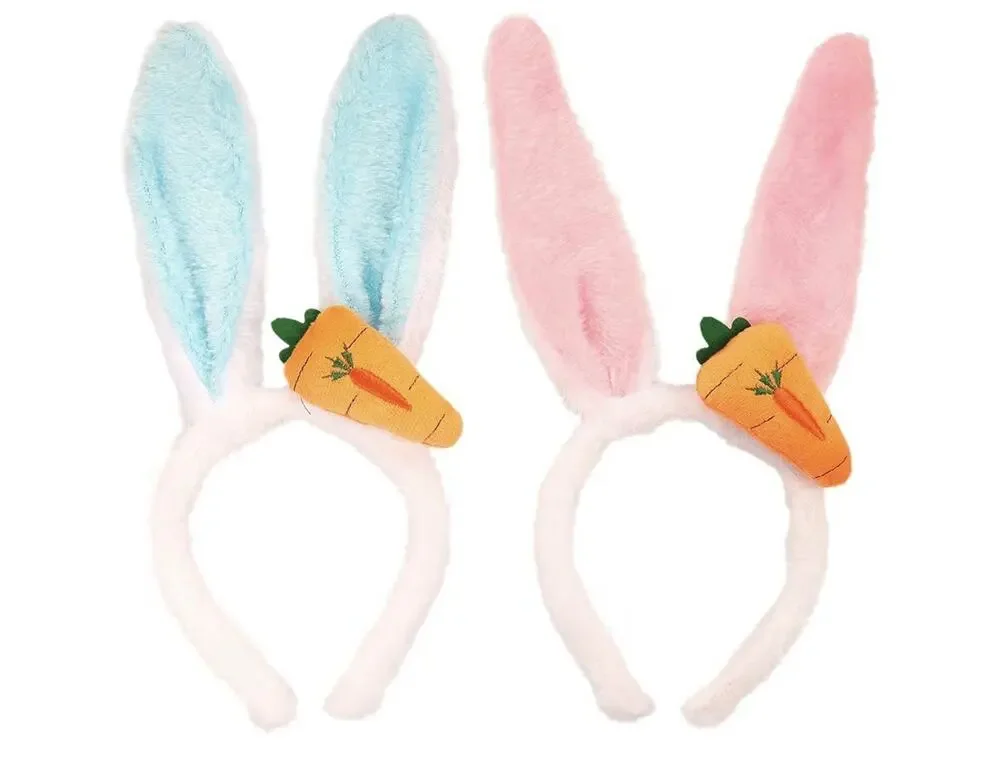 Bunny Ears Headband,Plush Muticolor Easter Rabbit Ears 2 Pack